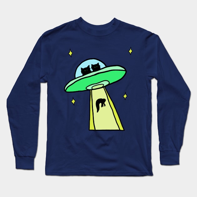 cat alien abduction Long Sleeve T-Shirt by alisadesigns